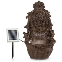 blumfeldt Löwenstein Wandbrunnen 2W Solar-Pumpe Polyresin 4 weiße LED 5m Kabel