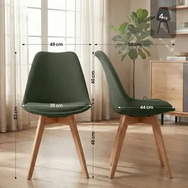 CLP Esszimmerstuhl Linares Cord grün 4er Set