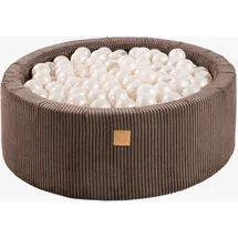 MeowBaby Rundes Bällebad Cord, 30x90 cm, Braun:
