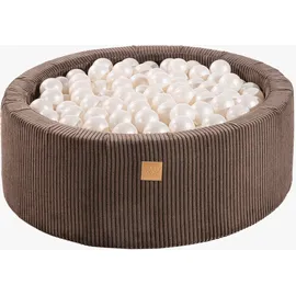 MeowBaby Rundes Bällebad Cord, 30x90 cm, Braun: