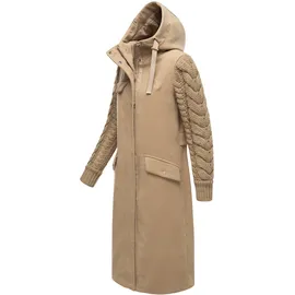 Navahoo Damen warmer Trenchcoat in Woll-Optik mit Strick-Ärmeln und Kapuze Knit Babe 14 Sand Beige Gr. M - M