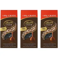 LINDOR 70% Extra Dunkel  +40g GRATIS Inhalt /Packung  3x 150g (MHD: 05/26)