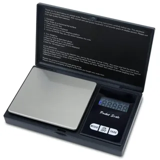 Intirilife Digitale Feinwaage, in SCHWARZ - 200g - Wiegefläche 6.5x7.5 cm - Präzise Digitalwaage für S