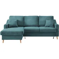 P & B Ecksofa Hagen Cord Blau, Grün Petrol