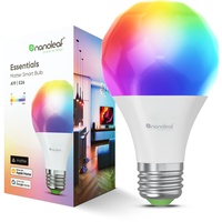 Nanoleaf Matter Essentials Glühbirne, Smarte RGBW E27 LED Lampe - Matter über Thread, Bluetooth 16 Mio. Farben LED Lampe, Bildschirm Sync, Funktioniert mit Google Home Apple, Deko und Gaming