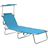 vidaXL Klappliege mit Sonnenschutz Verstellbare Rückenlehne Sonnenliege Gartenliege Strandliege Relaxliege Liege Gartenmöbel Blau Aluminium