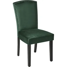 Beliani Esszimmerstuhl 2er Set PISECO Samtstoff Dunkelgrün