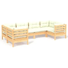 vidaXL 6-tlg. Loungeset creme Kiefernholz