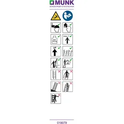 Munk Hinweis-Aufkleber für Sprossen-Anlegeleiter "B.gem. Verwendung" - 019155