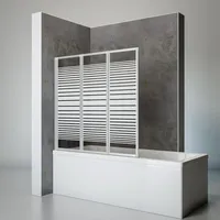 Schulte Duschwand Smart inkl. Klebe-Montage, 127 x 121 cm, 3-teilig faltbar, 3 mm Sicherheitsglas Dekor Querstreifen, alu-natur, Duschabtrennung