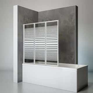 Schulte Duschwand Smart inkl. Klebe-Montage, 127 x 121 cm, 3-teilig faltbar, 3 mm Sicherheitsglas Dekor Querstreifen, alu-natur, Duschabtrennung