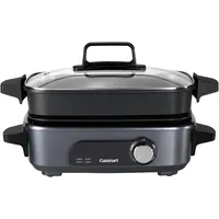 Cuisinart Cook In 5 in 1 Multikocher | Grillen, Anbraten, Dämpfen, Simmern und Langsamkochen | Antihaftbeschichtete, austauschbare Platten und Pfannen | Stapelbar | Mitternachtsgrau