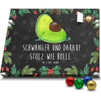 Mr. & Mrs. Panda Schoko Adventskalender Avocado Schwangerschaft - Schwarz - Geschenk, Liebe, Schokoladen Adventskalender, Geburt, Babyparty, Vegan,... - Schwarz