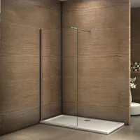 8mm Nano+ESG walk in Duschtrennwand Duschwand 140X200cm mit Stabilisator 73-120cm - Transparent