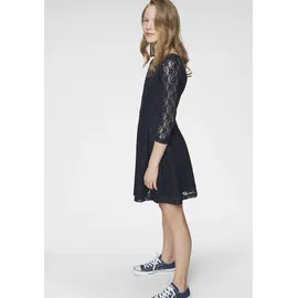 Kidsworld Jerseykleid "- Spitzenkleid", Mädchen, Gr. 128/134, N-Gr, blau (marine), Spitze, Obermaterial: 95% Polyester, 5% Elasthan.