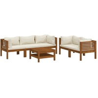 vidaXL 6-tlg. Garten-Lounge-Set mit Creme Kissen Massivholz Akazie