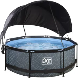 EXIT TOYS Stone Pool 244 x 76 cm inkl. Filterpumpe und Sonnensegel