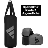 Adidas Boxsack ADIDAS PERFORMANCE "Youth Boxing Kit", schwarz (schwarz, grau), Boxsäcke, B/H/L: 20cm x 53cm x 20cm, B:20cm H:53cm L:20cm Ø:26cm