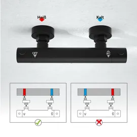 dylin gmbh Edelstahl Duschsystem mit Thermostatarmatur Regendusche Duschset 30 * 30cm Schwarz