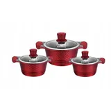 klönberg Rotes Topf-Set 6-tlg. 20 cm rund + 2,5L Topf + 4,5L Topf + 7L Topf