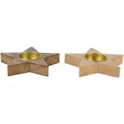 1 Teelichthalter Holz 11,5cm in Stern Form - Teelicht Kerzenhalter Weihnachten Hochzeit Tischdeko Kerzendeko Holzdeko Weihnachtsdeko Holzstern Natur