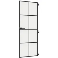 vidaXL Innentür Schlank Schwarz 76x201,5 cm Hartglas und Aluminium