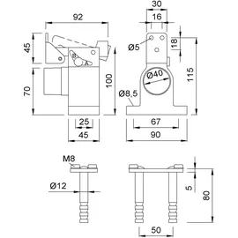 KWS Türfeststeller Aluminium Silber 12 cm