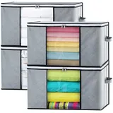 HAUSS SPOLE Aufbewahrungstasche 4er-set Aufbewahrungstasche Unterbettkommode, Vliesstoff, atmungskativ (Kapazität von 4 x 84 L mit Sichtfenster und Haltegriffen, 4-tlg., Umzugskarton, Aufbewahrung Boxen, 60x40x35 cm), für Bettdecken Kleidung Decke T-Shirts Kleiderschrank Garderobe usw grau