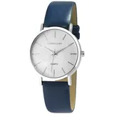 Excellanc Damenuhr mit Lederimitationsarmband, blau/silberfarben