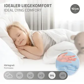 ML-Design Holzbett 90x200 cm Weiß mit Matratze H:10cm,