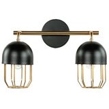 Licht-Erlebnisse Wandleuchte Metall Schwarz Gold Loft Design 2x E14 QUINN Wandlampe Wohnzimmer Küche,