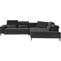 GALLERY M branded by Musterring Ecksofa »Felicia Due L-Form«, Wahlweise mit Sitzvorzug, inkl. Kopfteilverstellung, Sitzhöhe 43 cm schwarz