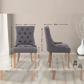 CLP 2er Set Esszimmerstuhl Aberdeen Stoff antik-hell/dunkelgrau