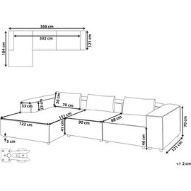 Beliani Modul Ecksofa 4-Sitzer BRANDE Kunstleder Goldbraun rechtsseitig