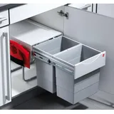 livingpoint24 Hailo Mülleimer Küche, Einbau ab 40cm Schrank, 2-fach Abfalleimer - Grau