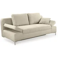 luma-home Schlafsofa 15203, mit Bettfunktion 202 cm breit, Federkern, Bettkasten, Armlehnen verstellbar, Cord Beige Grau beige|grau