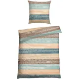 SCHIESSER Emilia Gestreift Petrol 135 x 200 cm + 80 x 80 cm