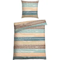 SCHIESSER Emilia Gestreift Petrol 135 x 200 cm + 80 x 80 cm