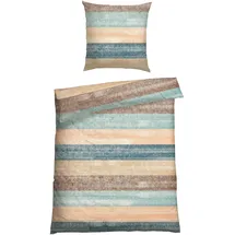 SCHIESSER Emilia Gestreift Petrol 135 x 200 cm + 80 x 80 cm