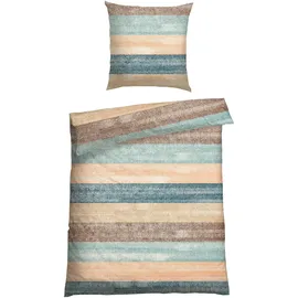 SCHIESSER Emilia Gestreift Petrol 135 x 200 cm + 80 x 80 cm