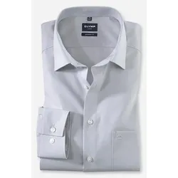 Businesshemd OLYMP "Luxor modern fit", Herren, Gr. 38, N-Gr, grau (silbergrau), Obermaterial: 100% Baumwolle, Langarm, Hemden