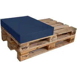 TexDeko Halbes Palettenkissen 60x80x12cm Loungekissen Wasser-& schmutzabweisend, abnehmbarer Bezug mit Reißverschluss, waschbar (Blau)