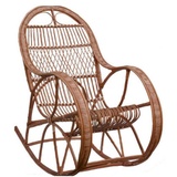 Casa Padrino Luxus Schaukelsessel Braun 53 x 120 x H. 115 cm - Handgefertigter Rattan Schaukelstuhl mit Armlehnen - Wohnzimmer Möbel - Garten Möbel - Rattan Möbel - Luxus Möbel