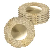 Spetebo Kunststoff Teller Gold 33cm - 6er Set - Deko Kerzen Tablett rund