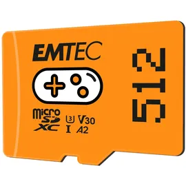 Emtec Gaming ECMSDM512GXCU3G MicroSD-Karte, 512 GB, Schreibgeschwindigkeit 95 MB/s, Lesegeschwindigkeit 100 MB/s, Orange