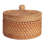 QWAMBVZE Handgewebte Rattan Box Zur Aufbewahrungen Box mit Deckel Weiden Tee Lebensmittel BehäLter Picknick Brot Kuchen Korb KüChen Organizer B