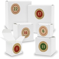 Adventskalender zum Füllen 24x Quader Würfel gemischt WEISS + Sticker (V01 Z10)