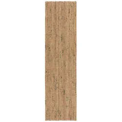 Läufer FLAIR RUGS "Jute Boucle", grün, B:60cm H:7mm L:230cm, Jute, Teppiche, aus 100% Jute, mit Fransen, aus Naturfasern