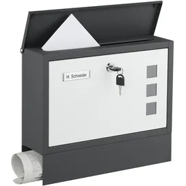 Relaxdays Briefkasten Anthrazit inkl. Zeitungsfach