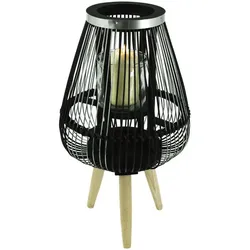 NOOR living Windlicht, Bambus/Metall/Glas